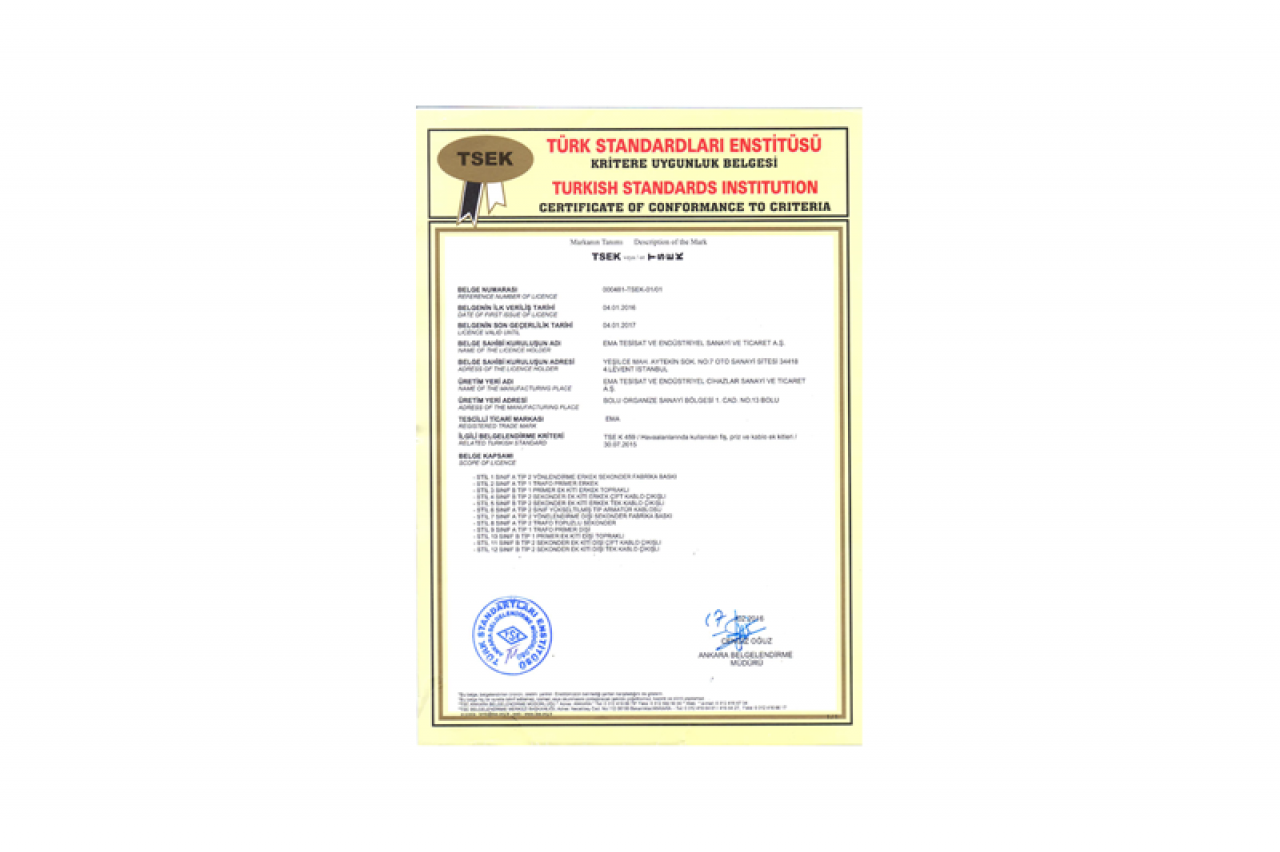 FİŞ, PRİZ VE EK KİTLERİMİZ ARTIK TSE K 459 SERTİFİKALI